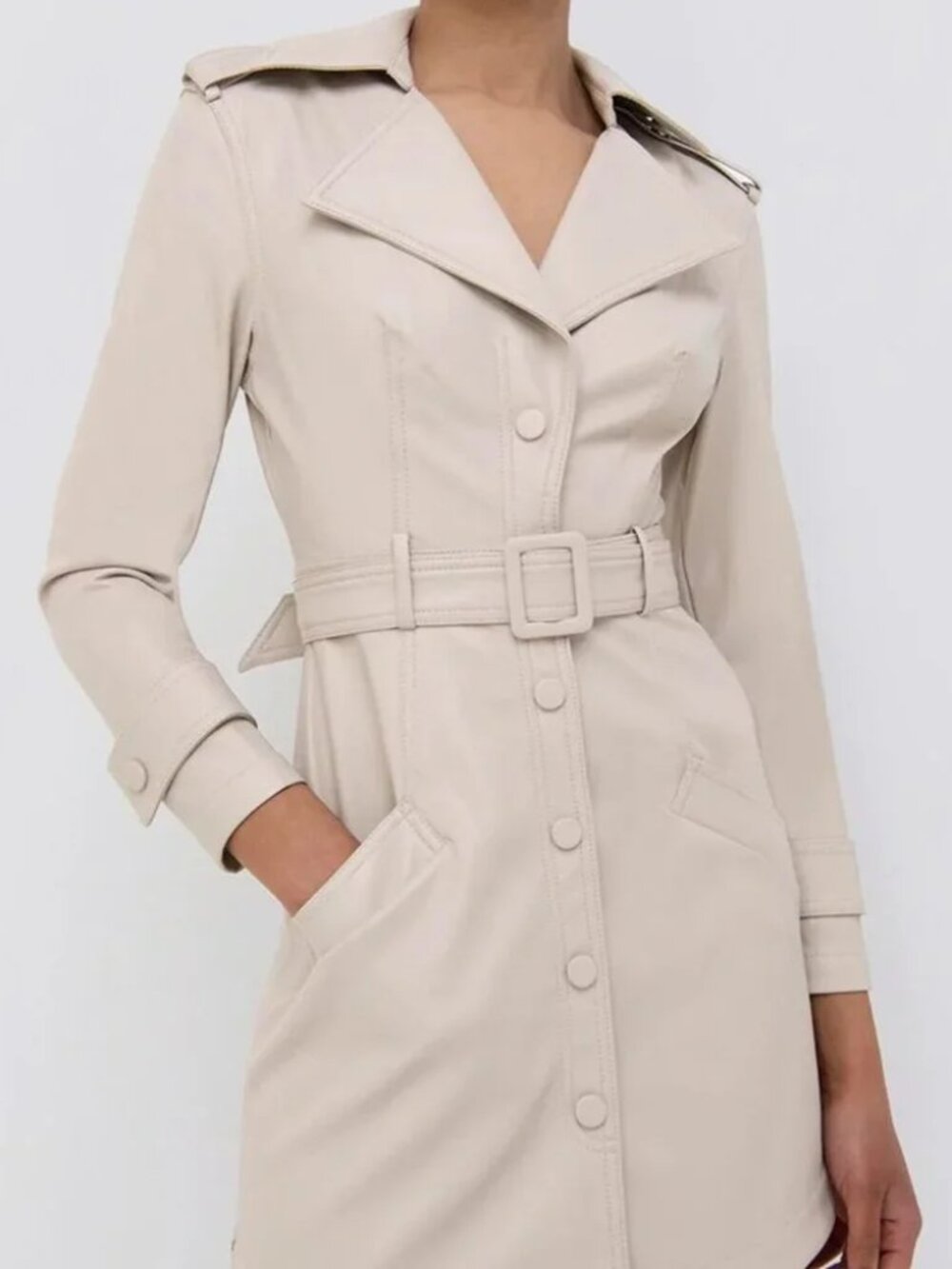 JONATHAN SIMKHAI Chandler Belted Vegan Leather Mini dress